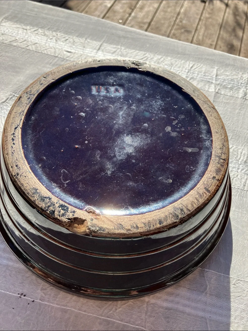 Mcm stoneware heavy brown glazed Dutch oven roaster with lid